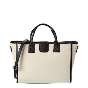 Persaman New York Nora Canvas & Leather Tote, White